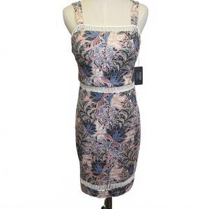 Brand New Guess Los Angeles Women's Size 8 Pink Floral Bodycon Midi Dress
